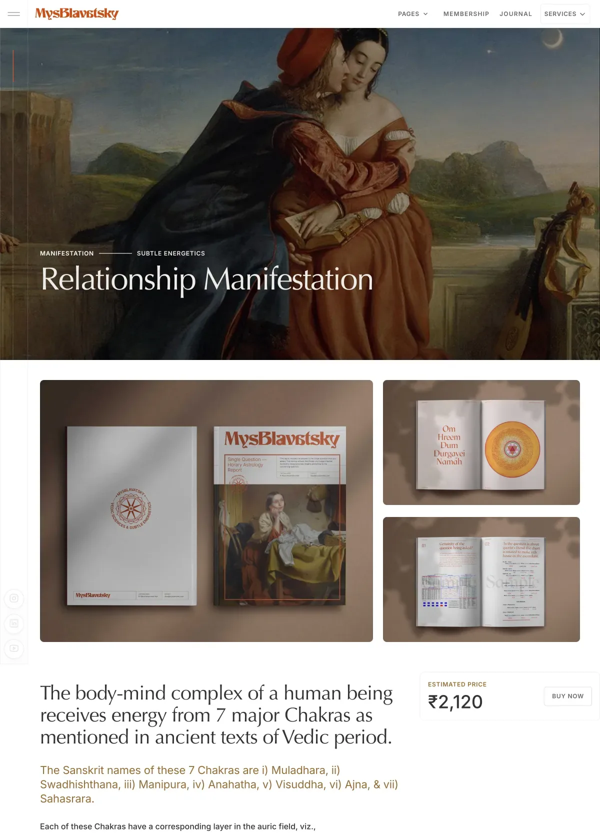 Screenshot of the MysBlavatsky Service detail page