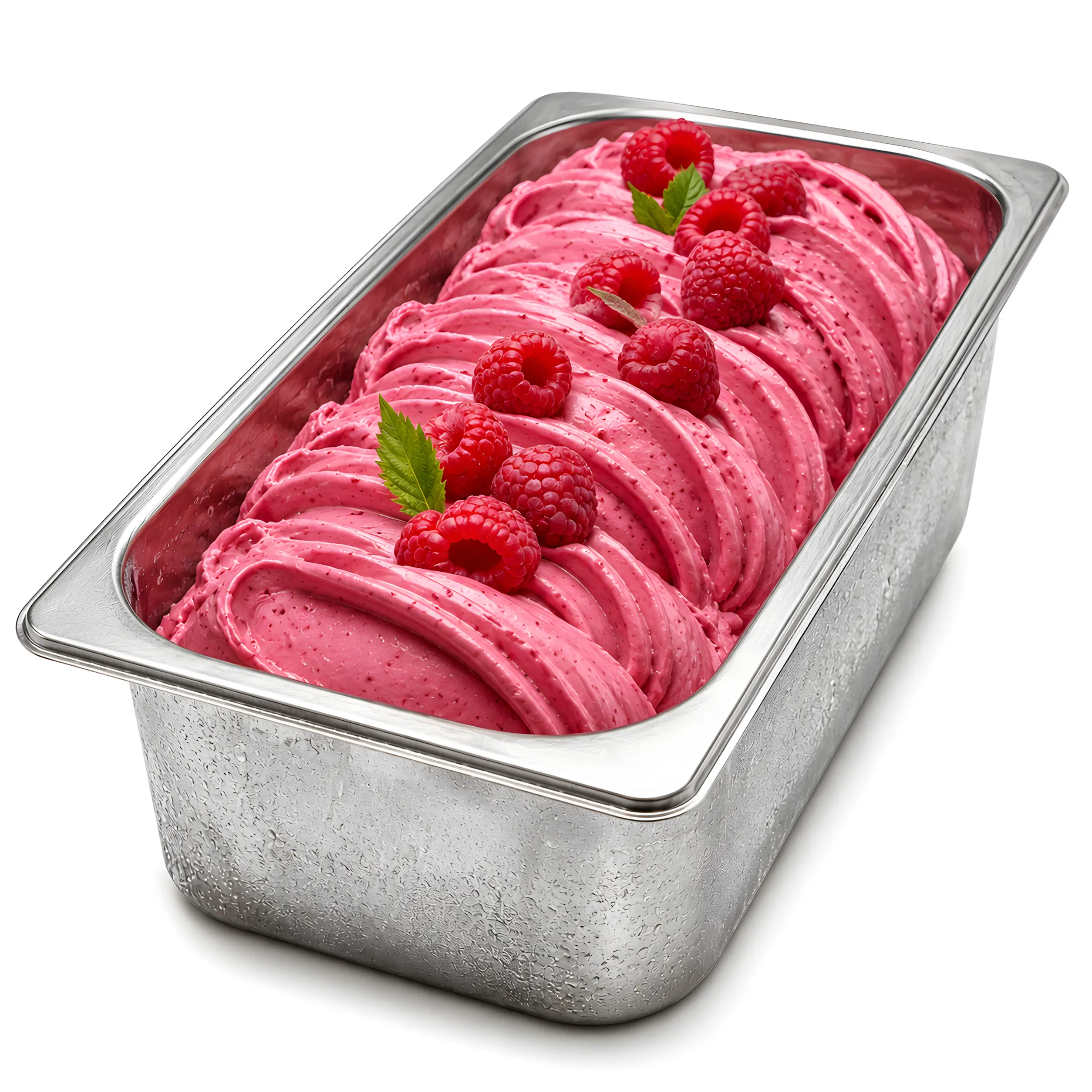 Hausgemachtes Himbeereis in der Eiswanne