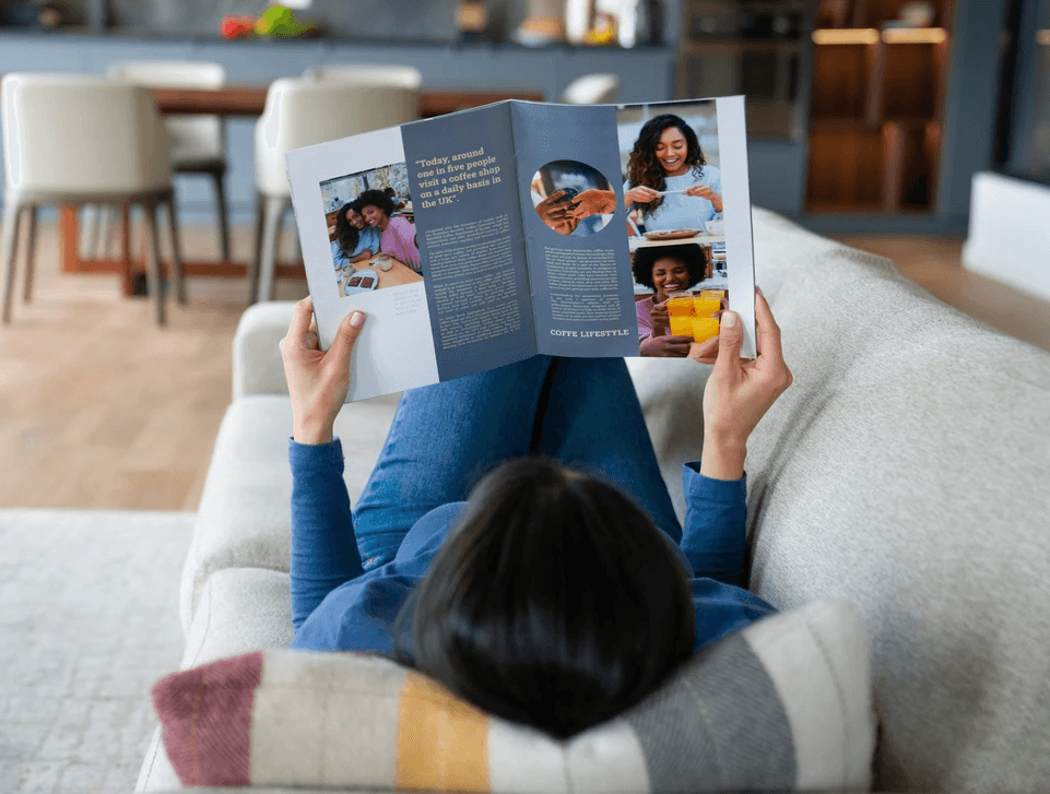 Reading a magazine advertisement