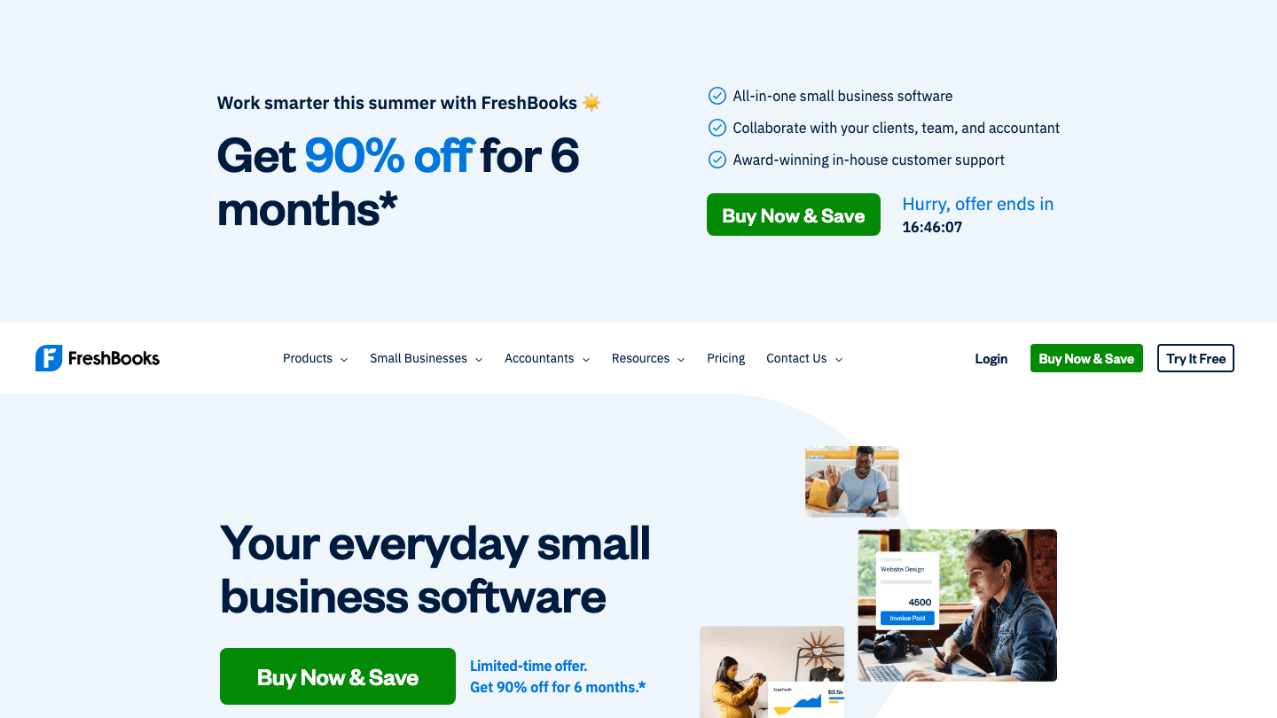 FreshBooks website screenshot