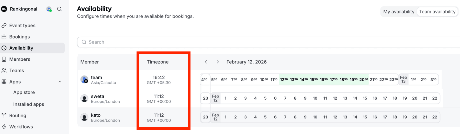 Time zones in Cal.com