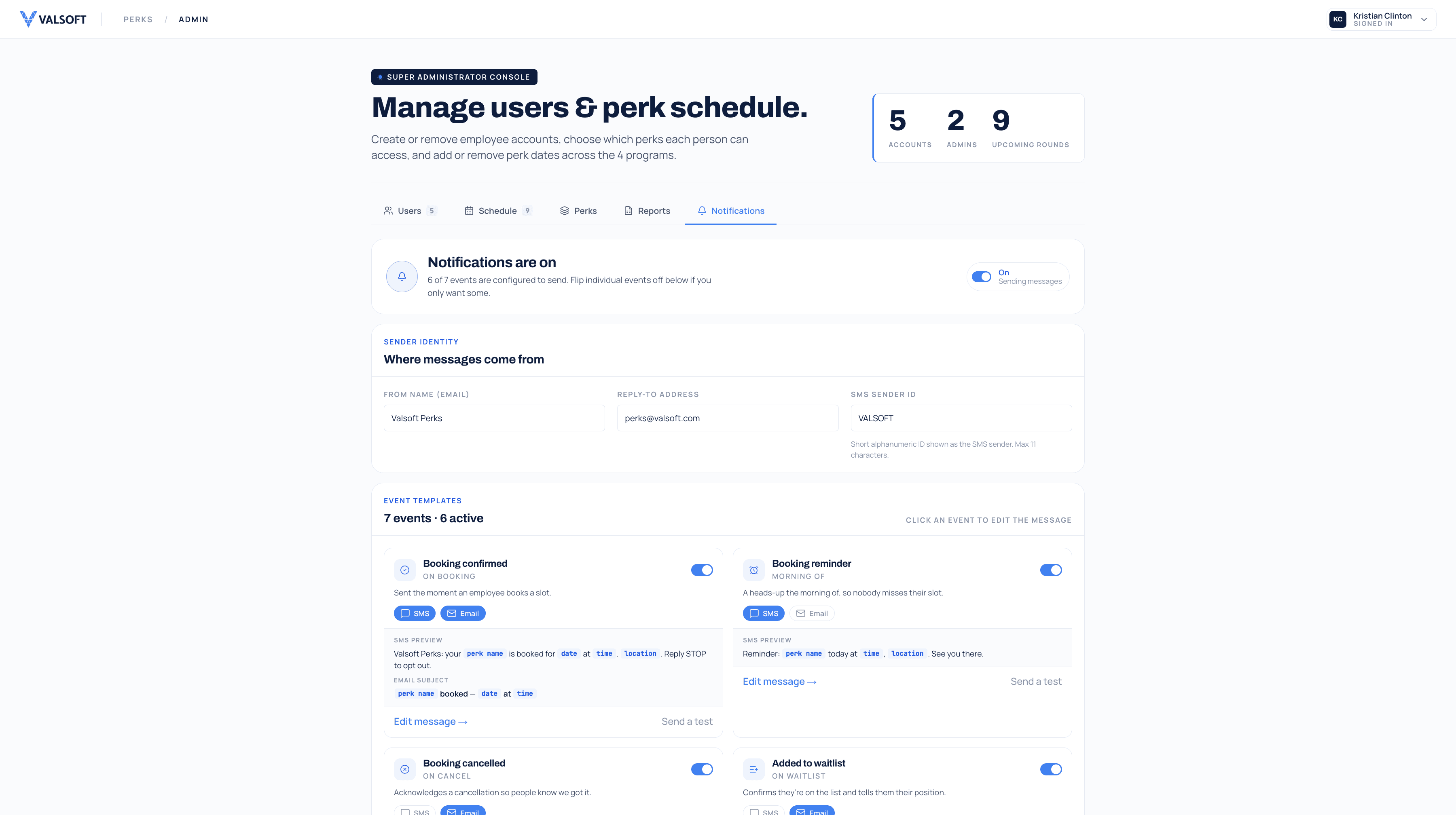Valsoft Perks portal: prototype screen 10