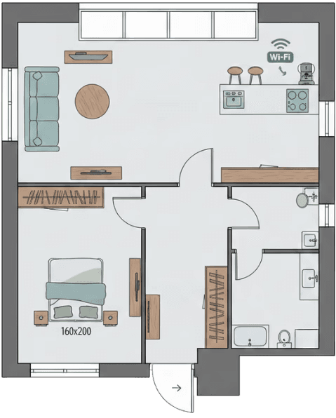 plan 2d logement pour location saisonniere