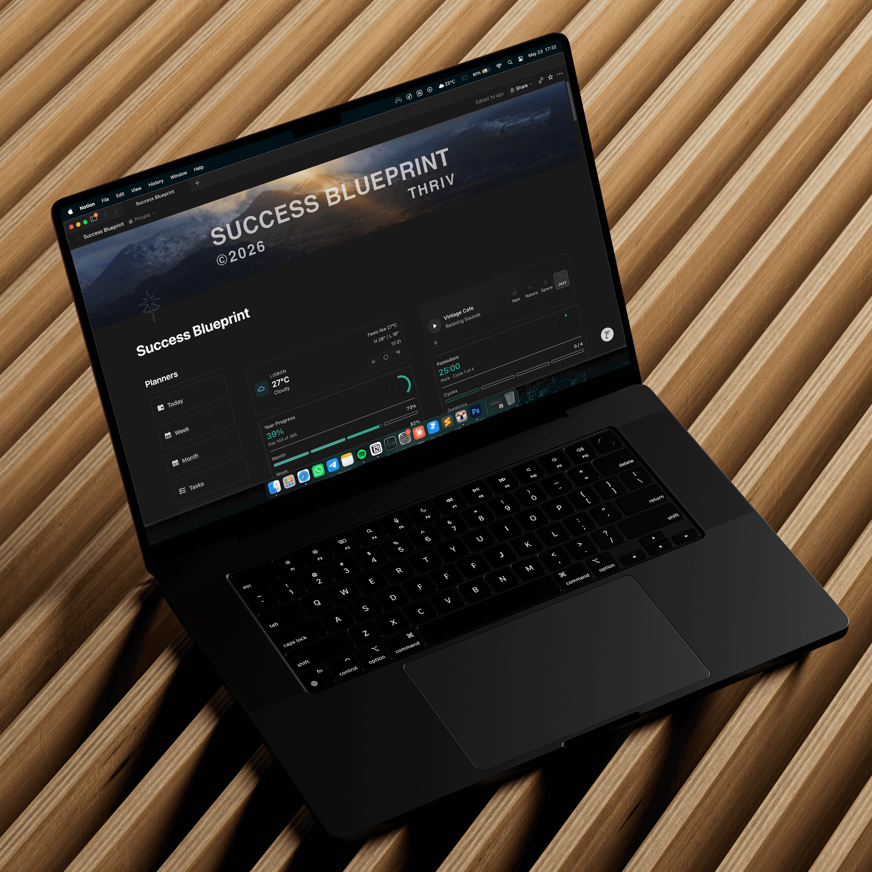 Thriv (usethriv.com) - Thriv Success Blueprint template: lean system for goal setting, daily actions, habits, and progress tracking.