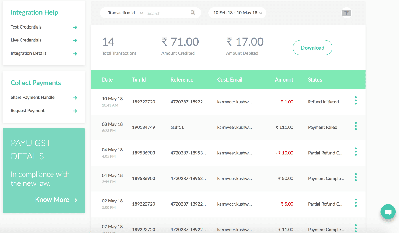 payumoney dashboard