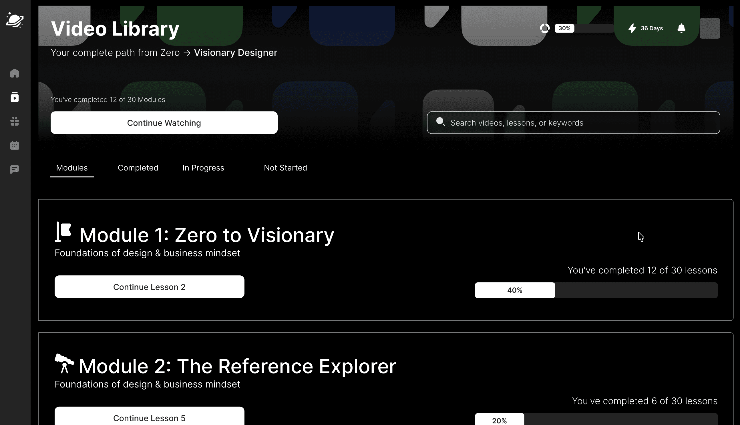 Visionary Designer video library screenshot