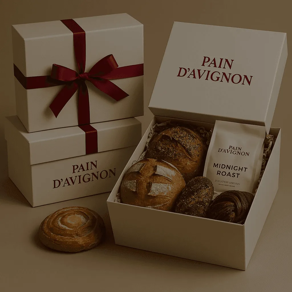 Pain d'Avignon gift boxes and packaged artisan breads