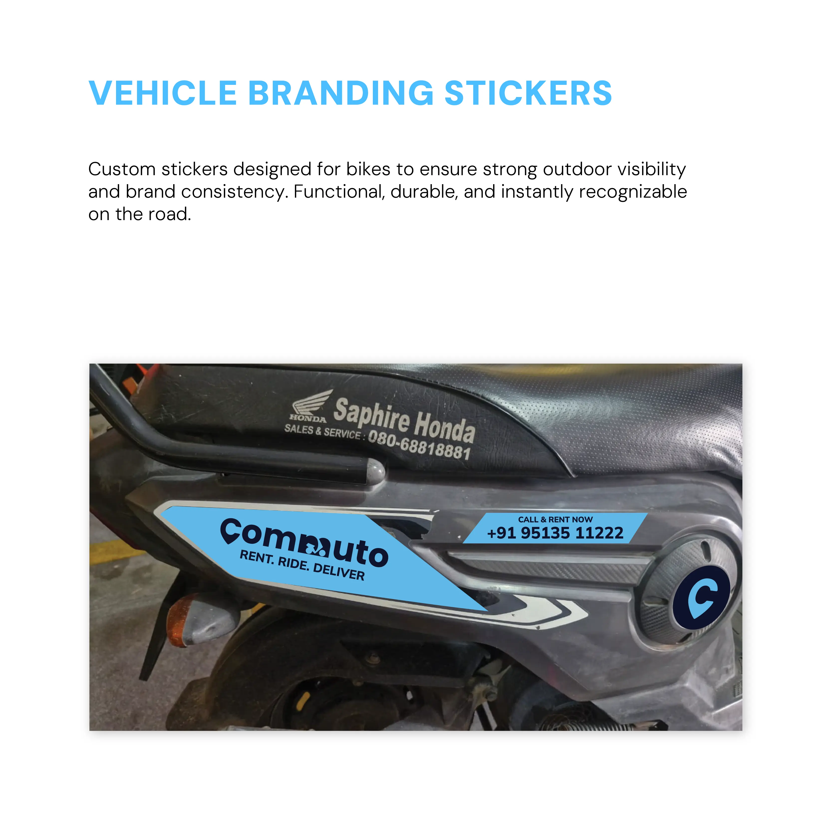 Vehicle branding sticker design for Commuto