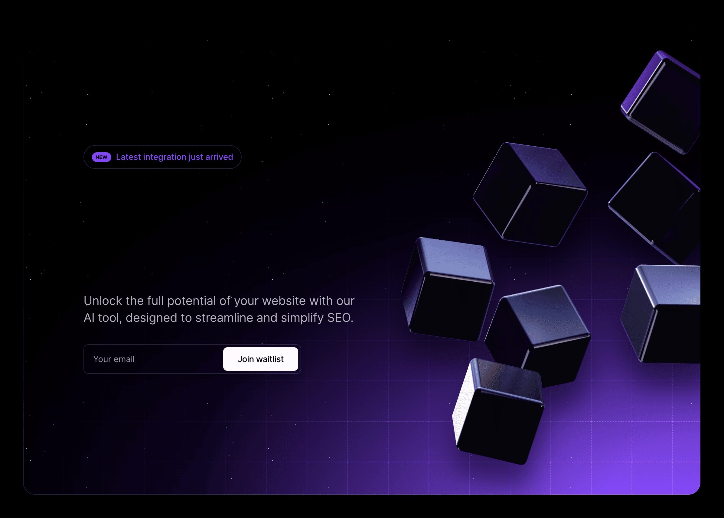 AI Startup Website UI showing a header with 3D assets, signup form and a colorful gradient