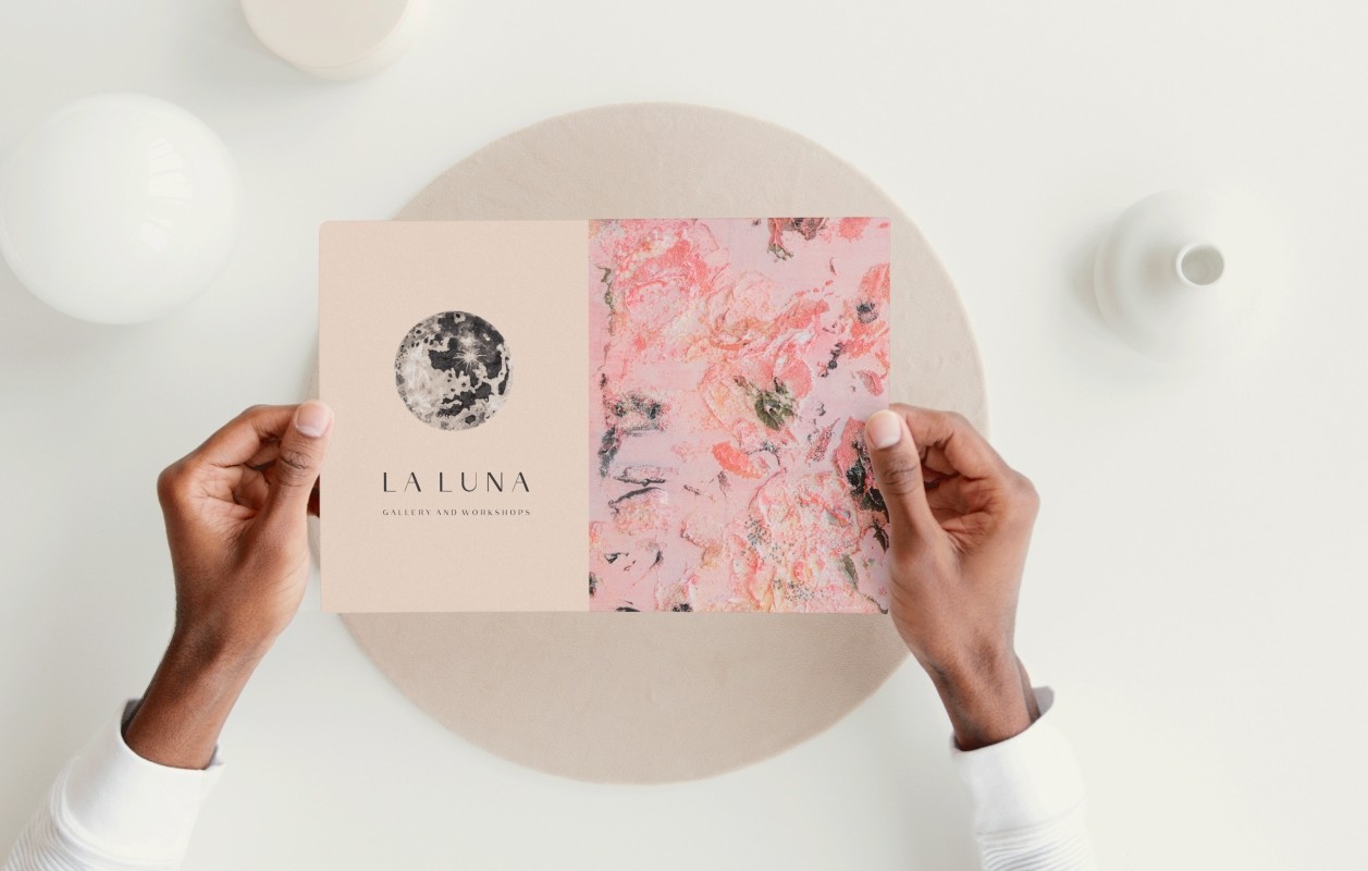 color palette, logo design and brand guidelines for la luna gallery