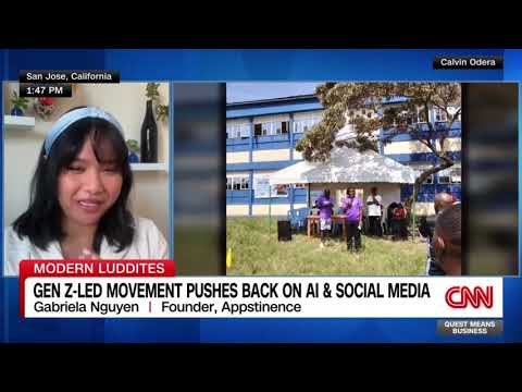 Woman speaking on news channel