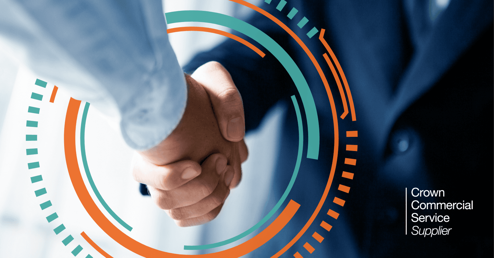 Two handshake with the crown commercial service supplier logo