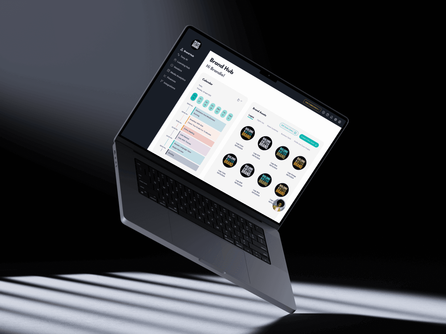 An image of computer standing on its corer with a webpage being displayed