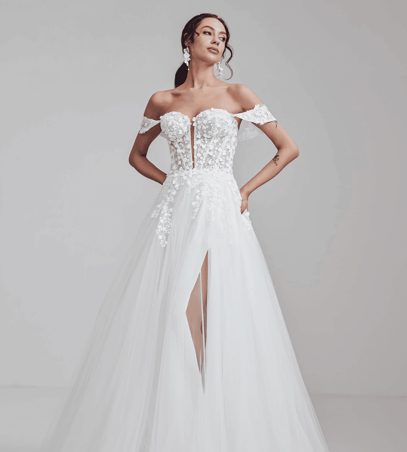 Prinzessinnenkleid mit strukturierter Corsage und weitem Tüllrock