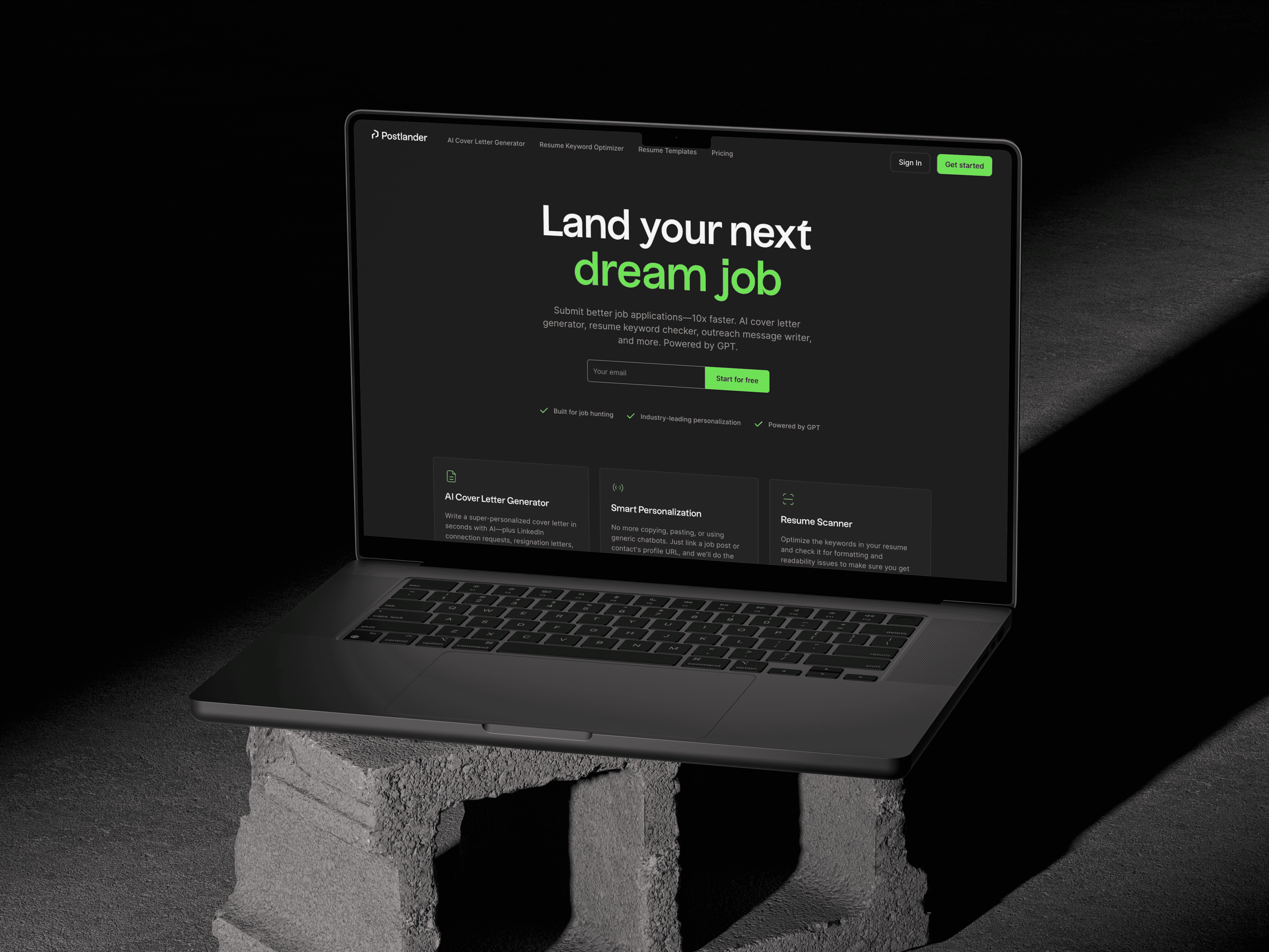 A mockup for a Macbook place on a table for a hair salon website