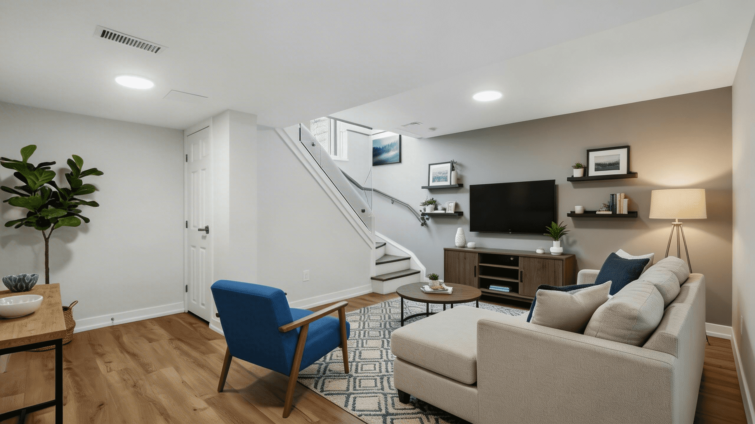 basement finished side view