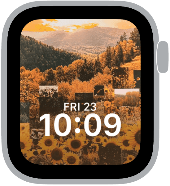 an apple watch face from the fall collage collection