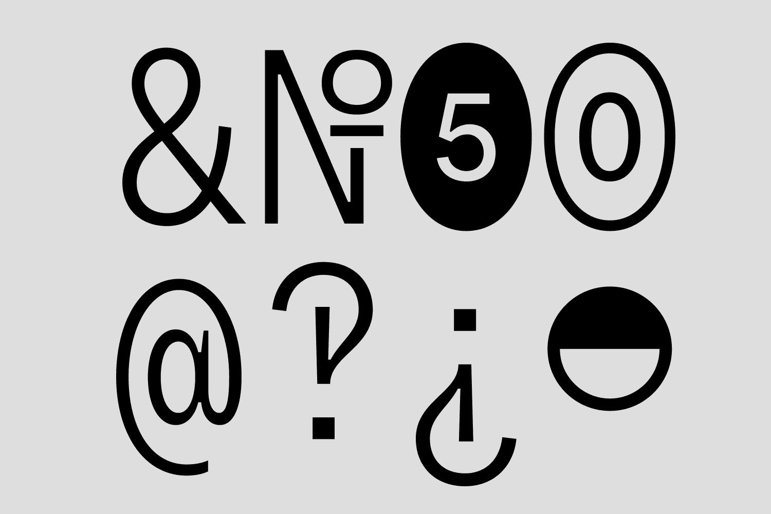 Symbols and figures from Resist Mono font displayed in a clean layout on a grey background