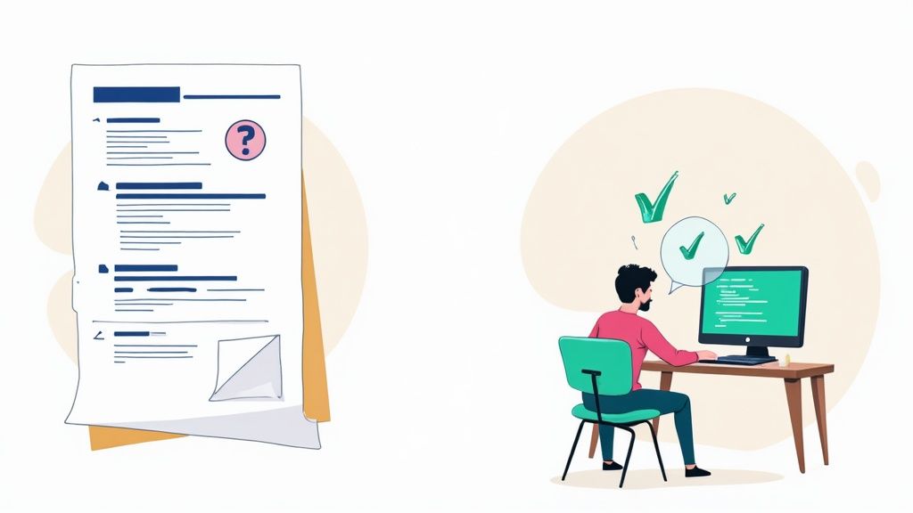 A person at a desk analyzing data on a computer screen, representing the evaluation of skill test results.