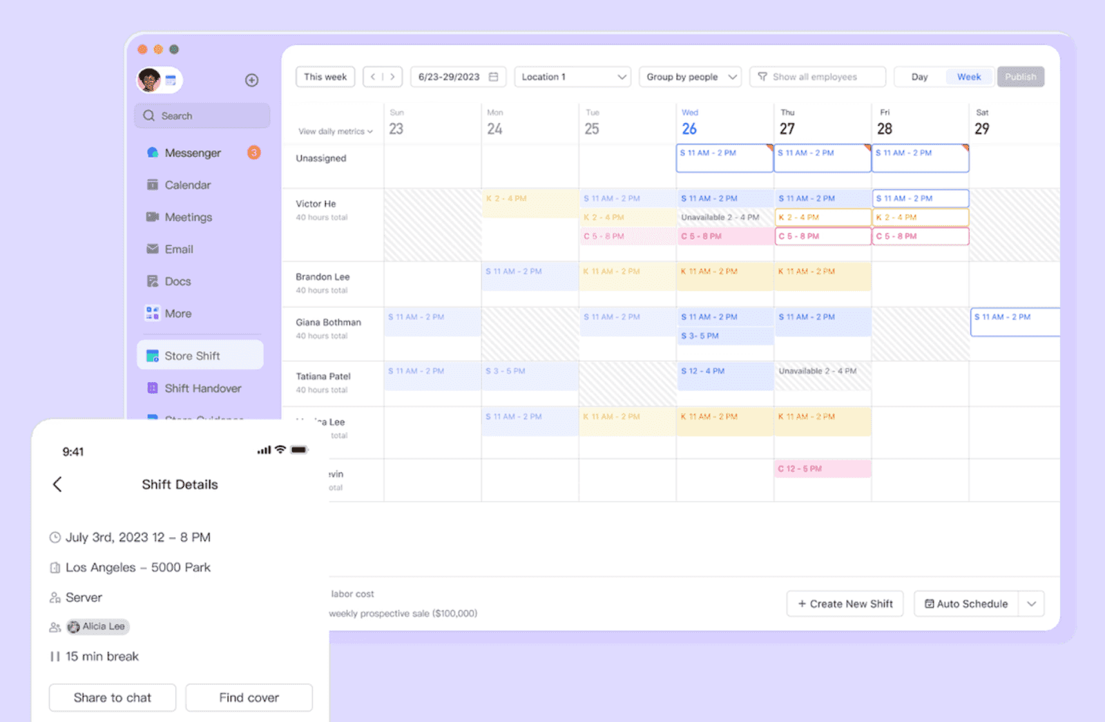 Shift scheduling on Lark Calendar