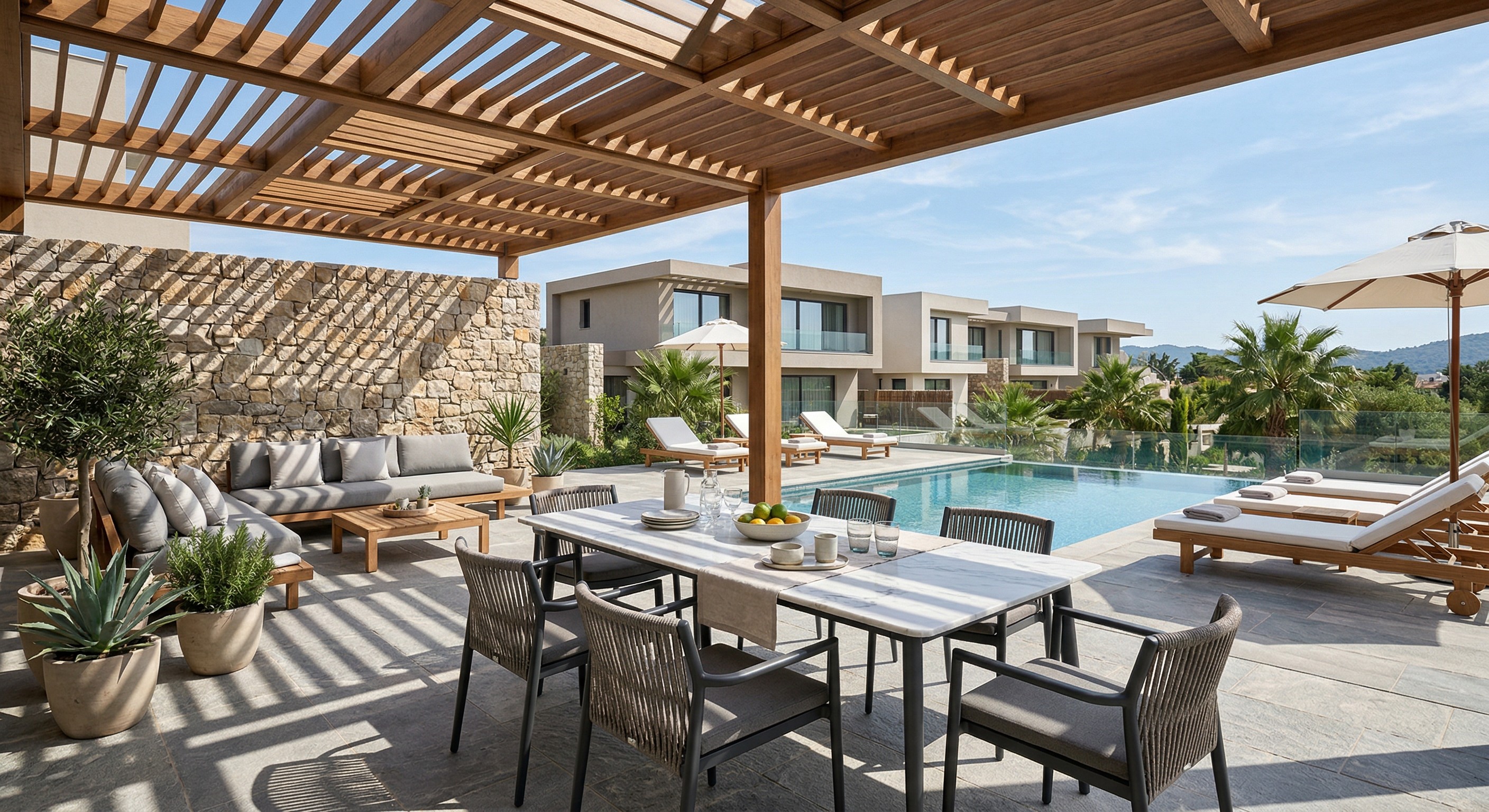 Terrace and pool