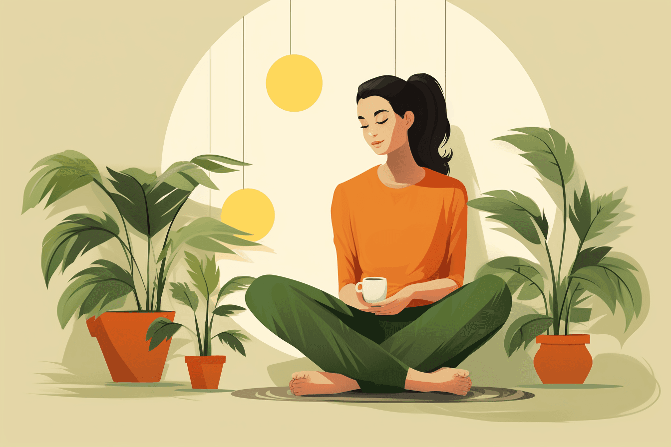 Illustration of a woman sitting with a peaceful expression