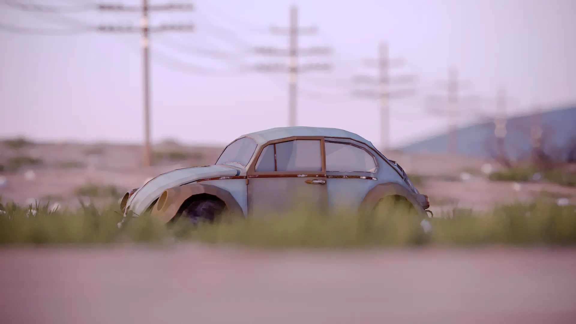 Abandoned · Verlassener Käfer – freie 3D-Arbeit von Vale Florea, 2019
