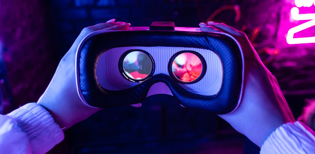 looking into VR goggles