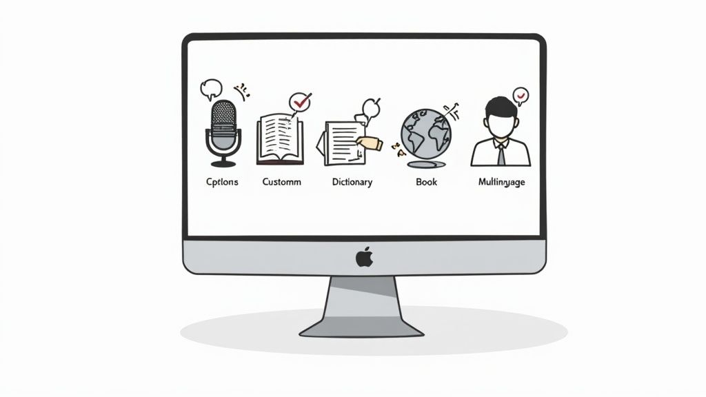 A professional setting with a person dictating notes into a laptop, showcasing productivity features of voice to text software online.