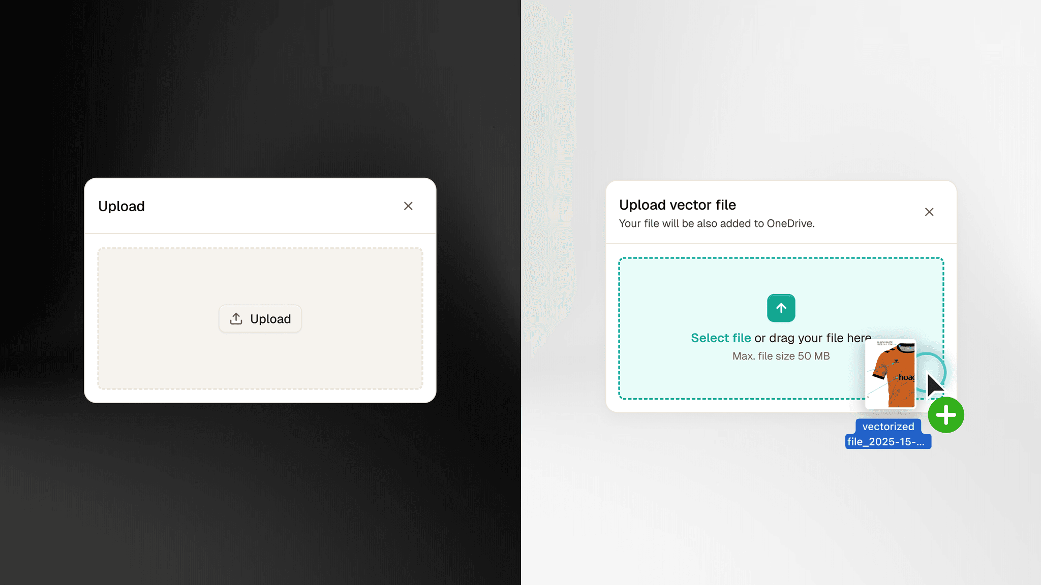 Highlighting the drop zone when dragging a file makes the interaction obvious