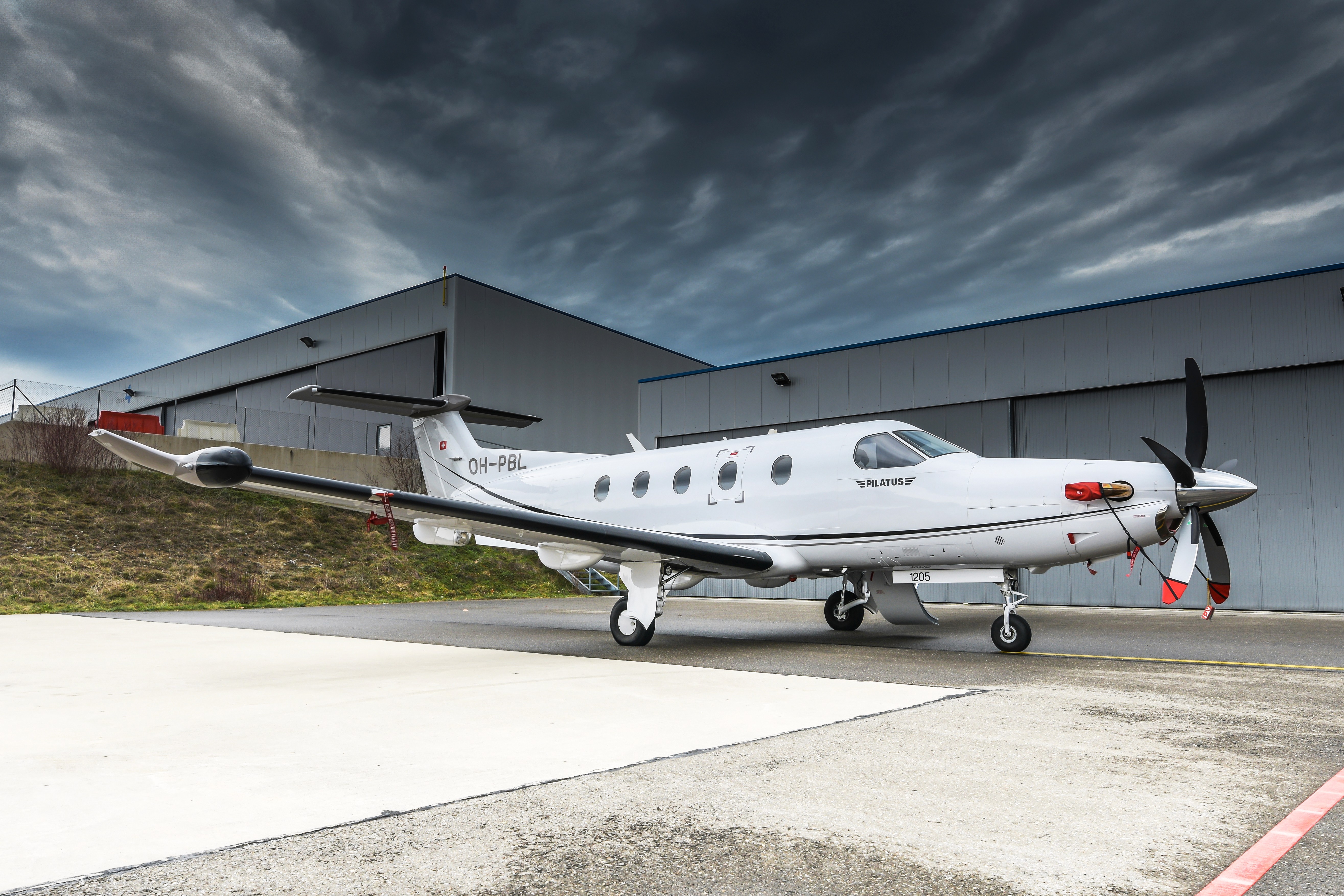Pilatus PC-12 exterior at Lausanne airport