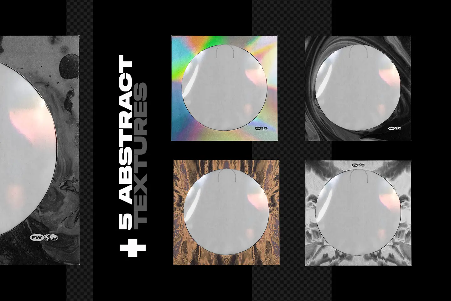 CD jewel case mockup bundle CD label textures abstract artwork variations