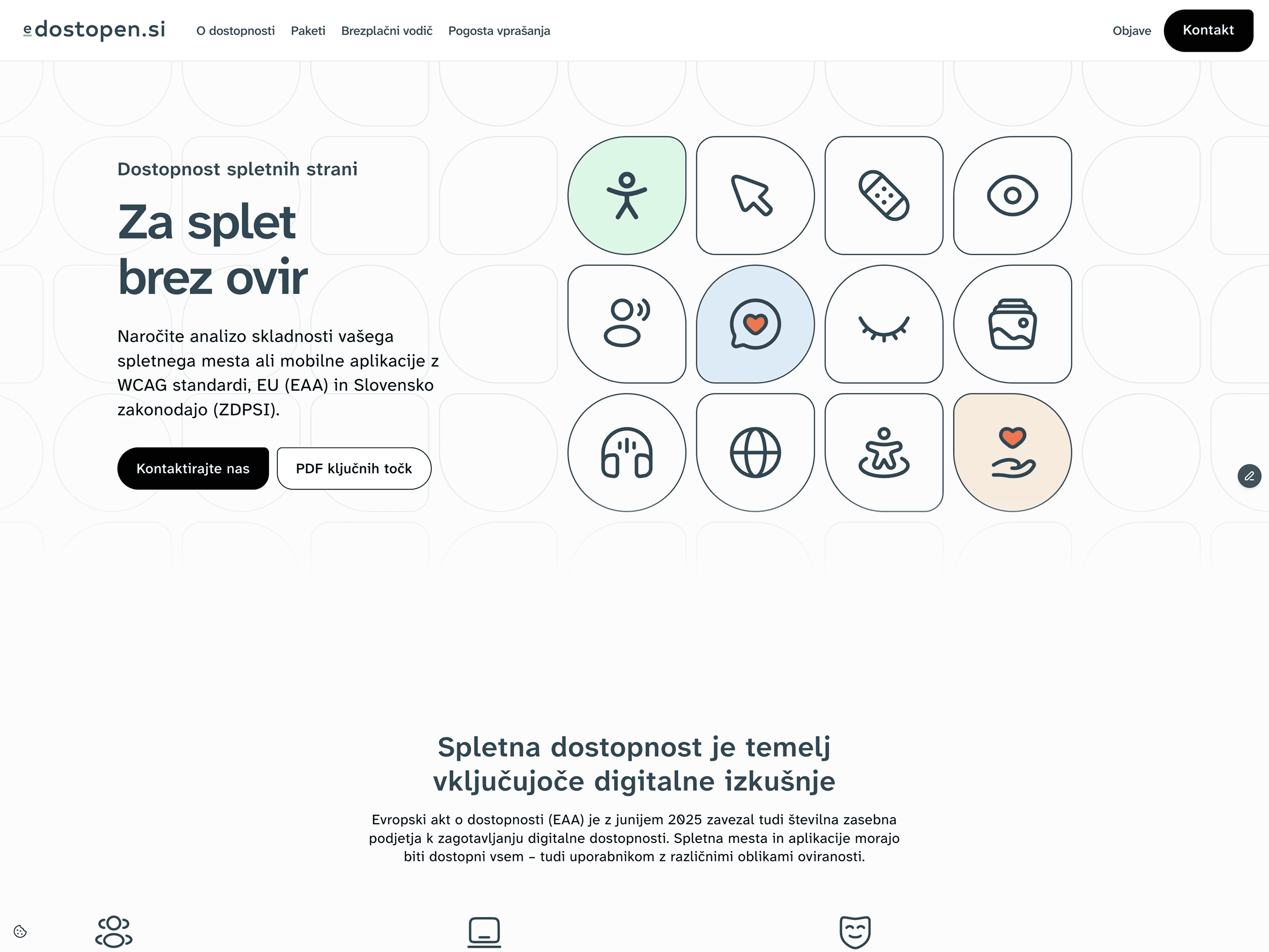Pristajalna stran znamke za preglede spletne dostopnosti e-dostopen.si