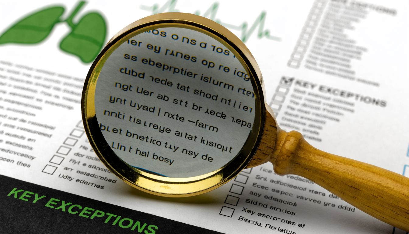 A magnifying glass resting on a medical document highlighting the text with checkboxes next to listed items.