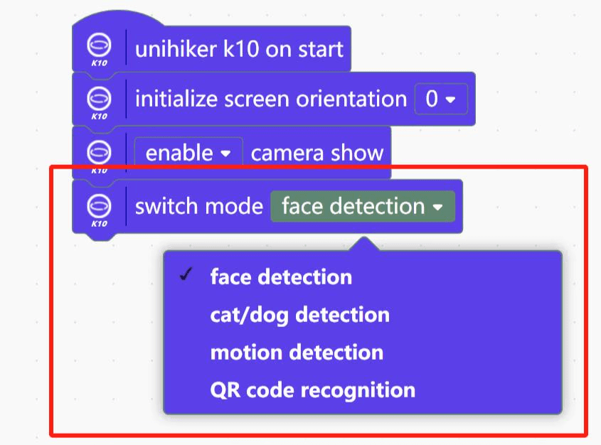 UNIHIKER K10 demonstrating face detection, cat and dog recognition and other onboard AI features.