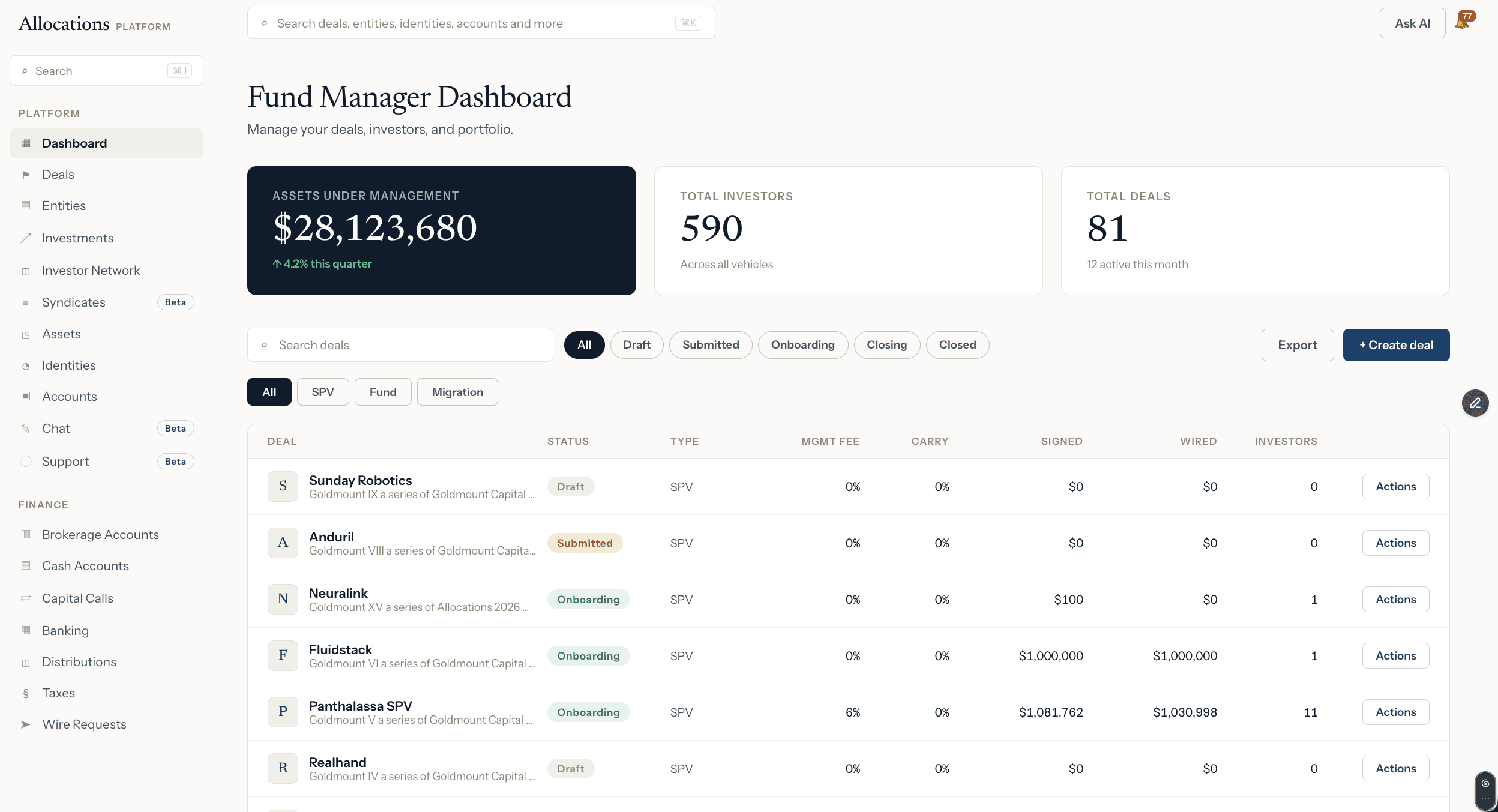 Allocations Fund Manager Dashboard