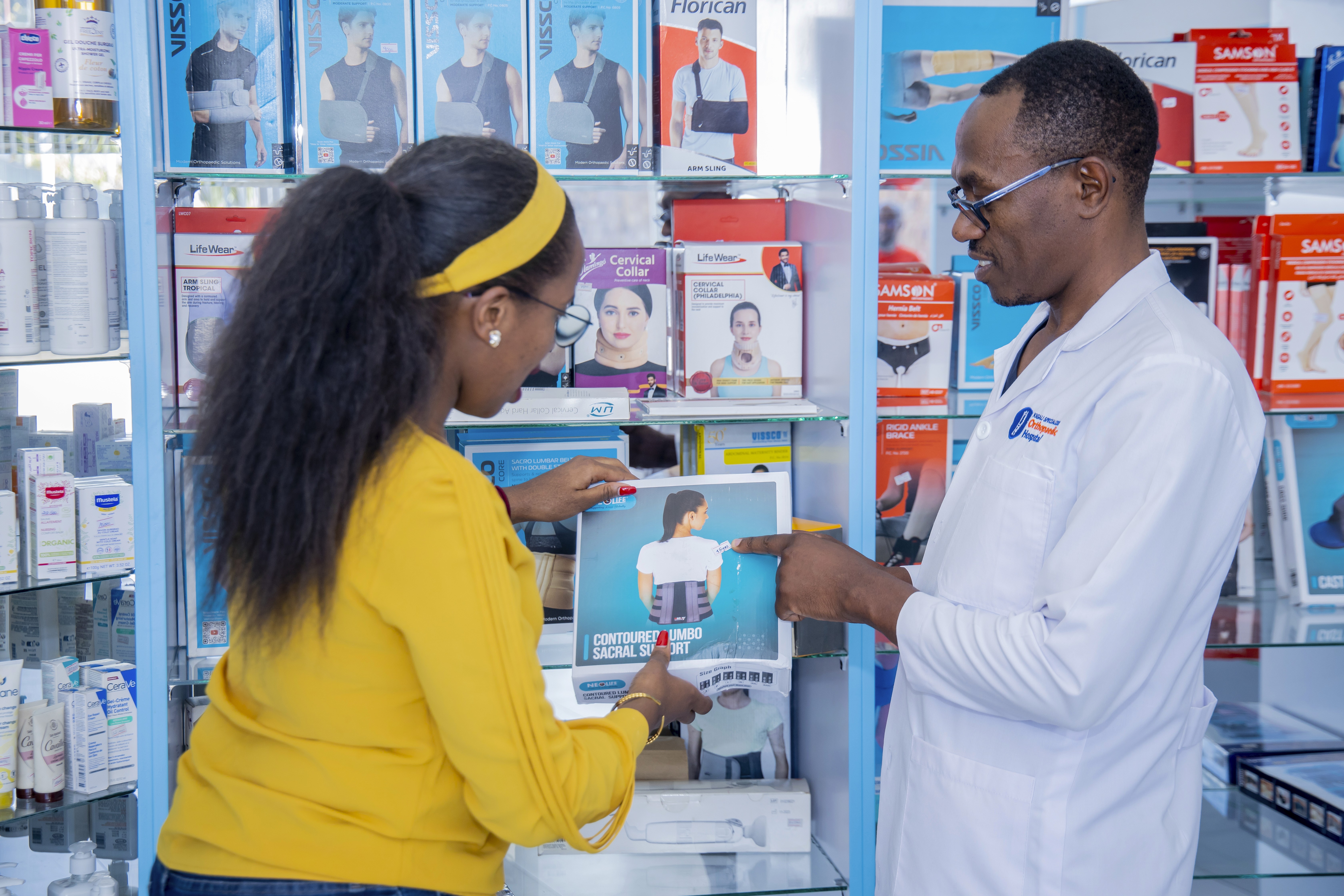 Close up patient wearing goggles at clinic