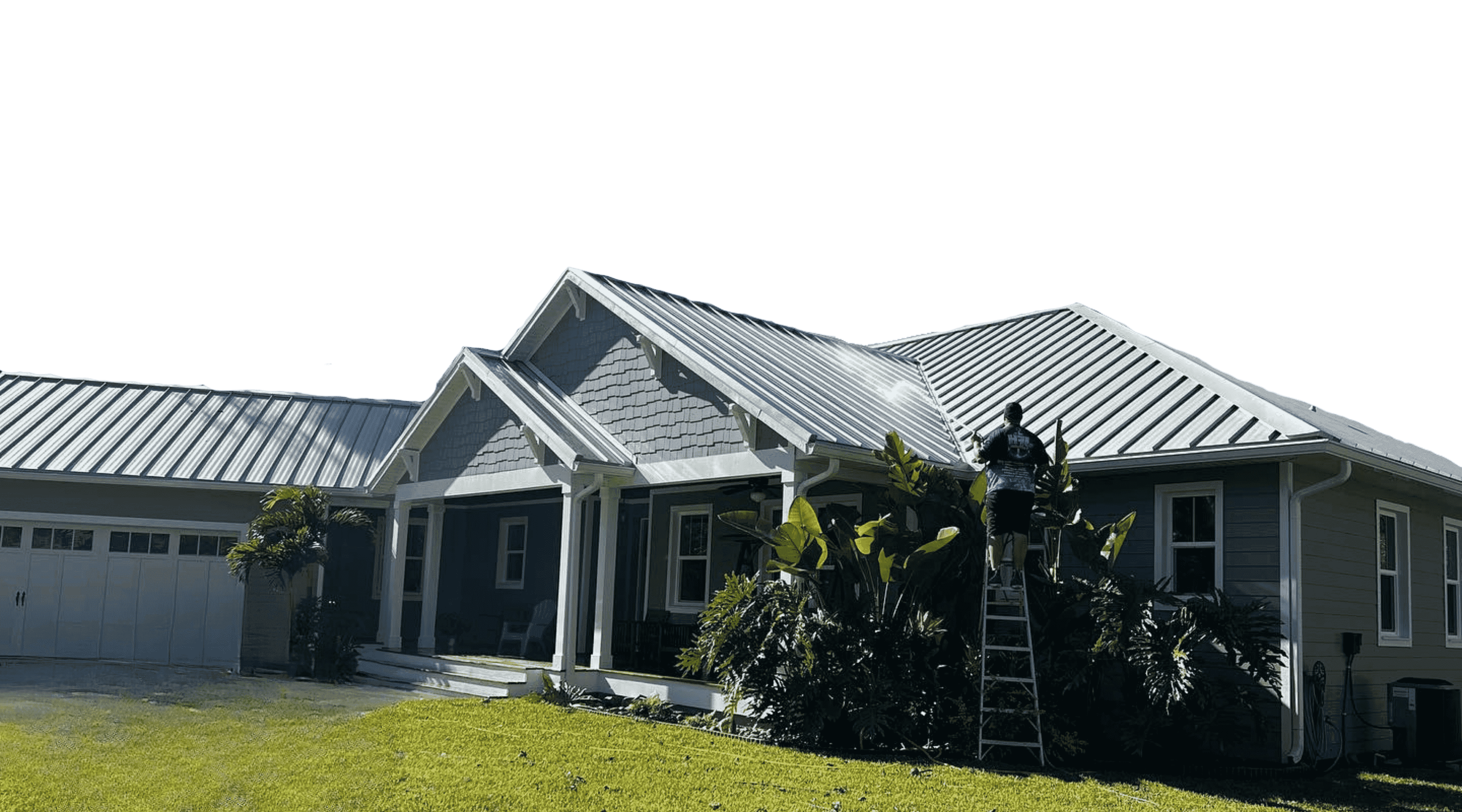 Man Cleaning A Roof