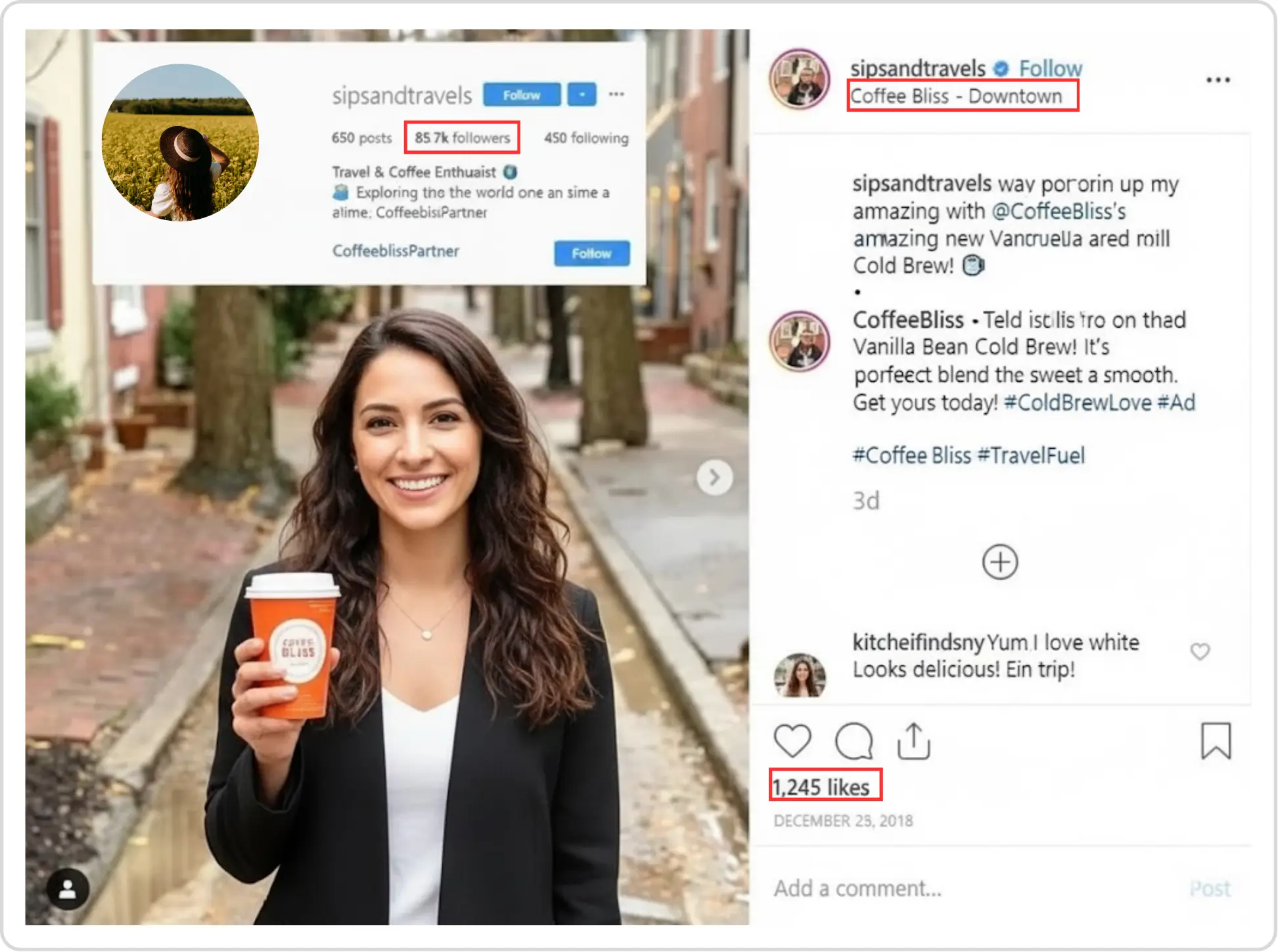 Instagram influencer promoting coffee brand