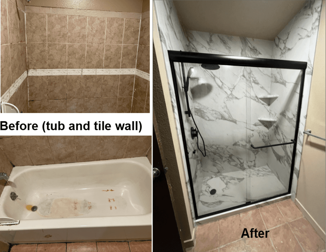 Bathroom remodel in Bellevue project 2 before and after