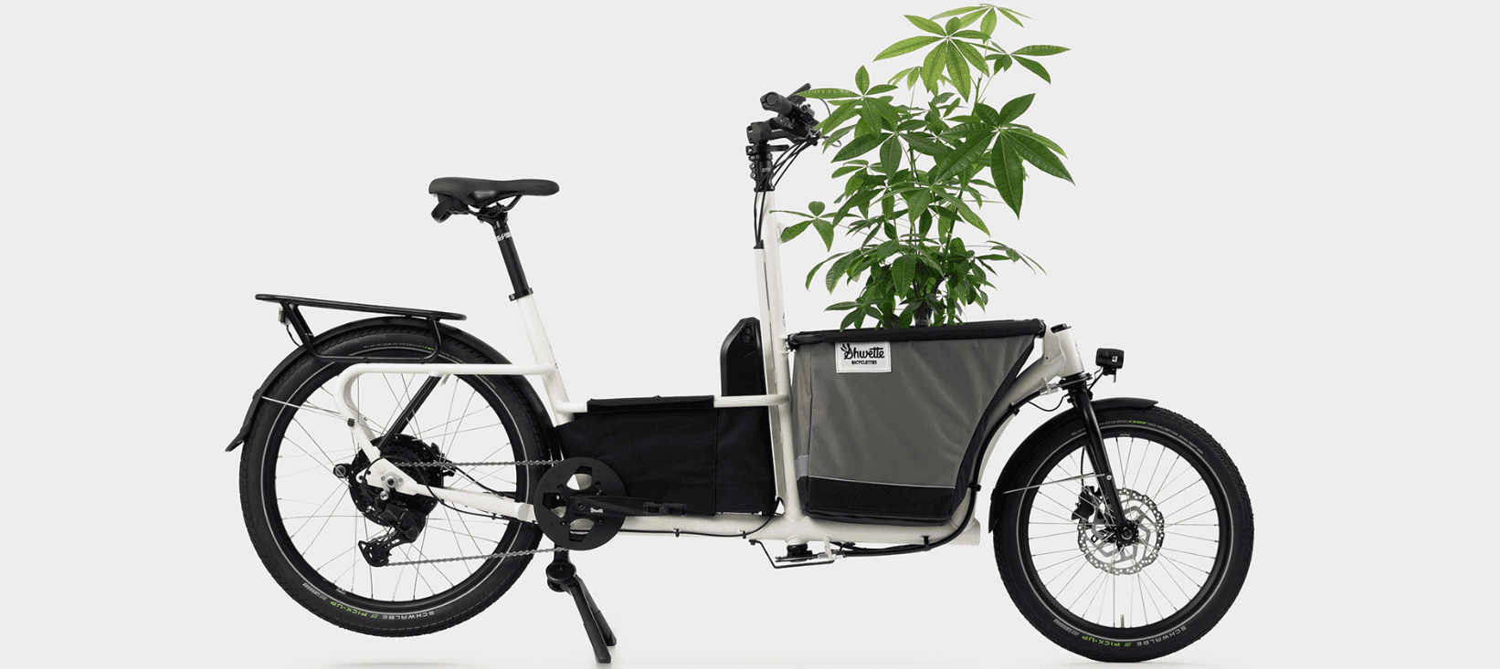 Le vélo cargo compact Shwette Baggy vu de profil
