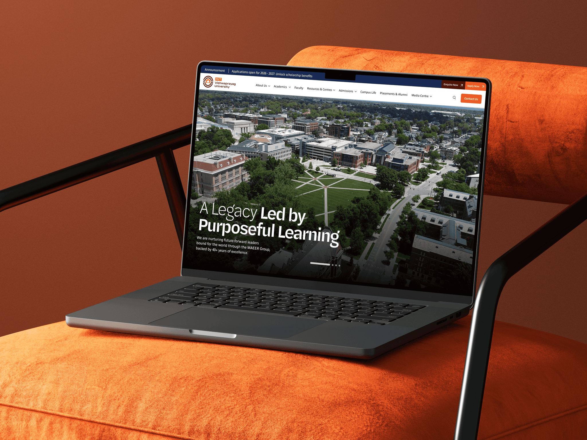 Homepage design for MIT Viswaprayag University website 