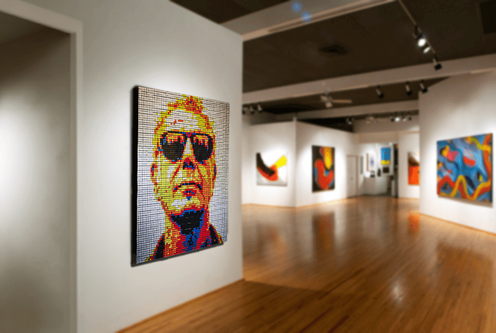 anthony bourdain artwork in an art gallery, available for sale