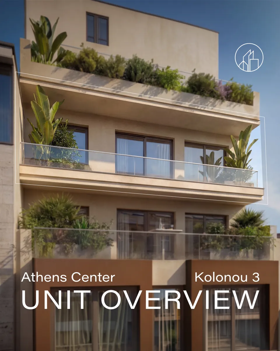 Unit overview carousel, Kolonou 3. September 2026. Building image is a visualization.