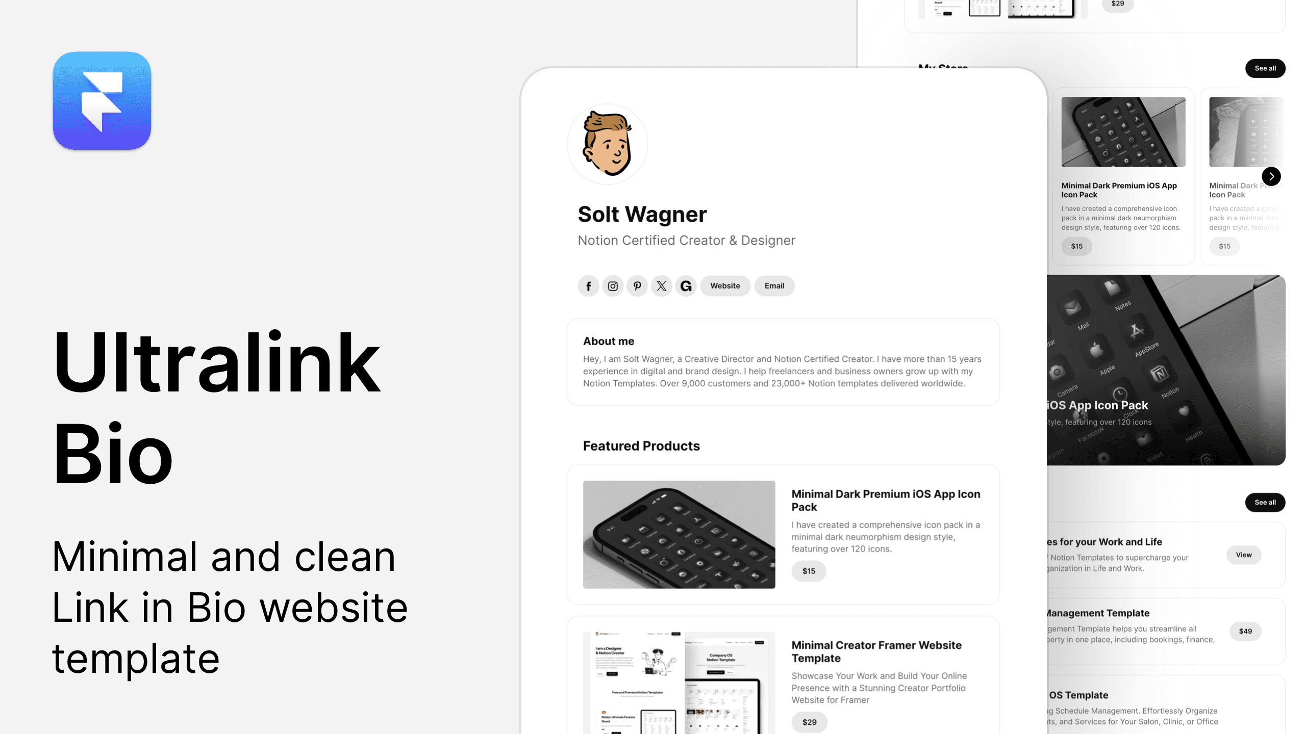 Ultralink Bio Website Framer Template