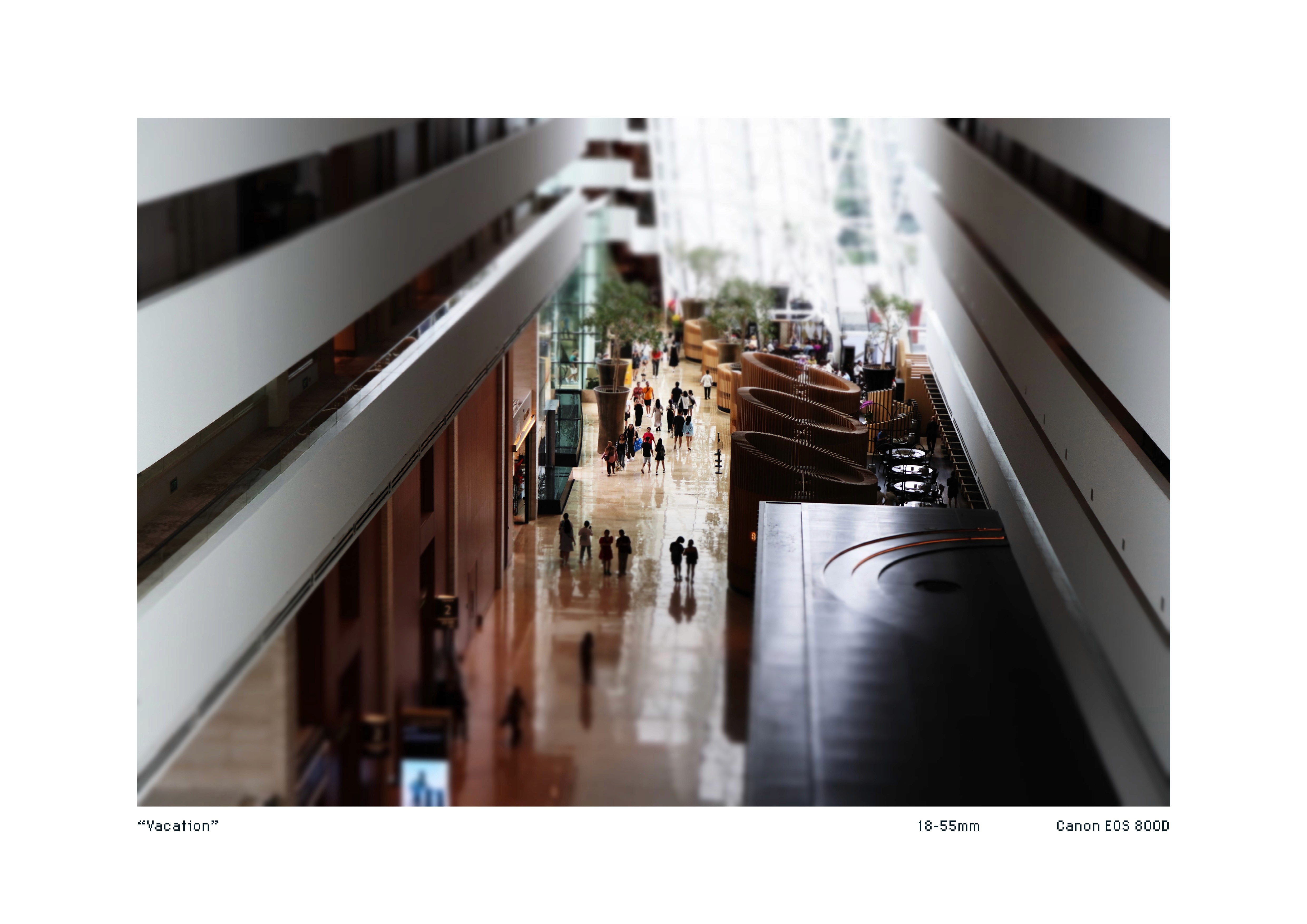 Tiltshift image of the Marina Bay Sands Hotel Interior