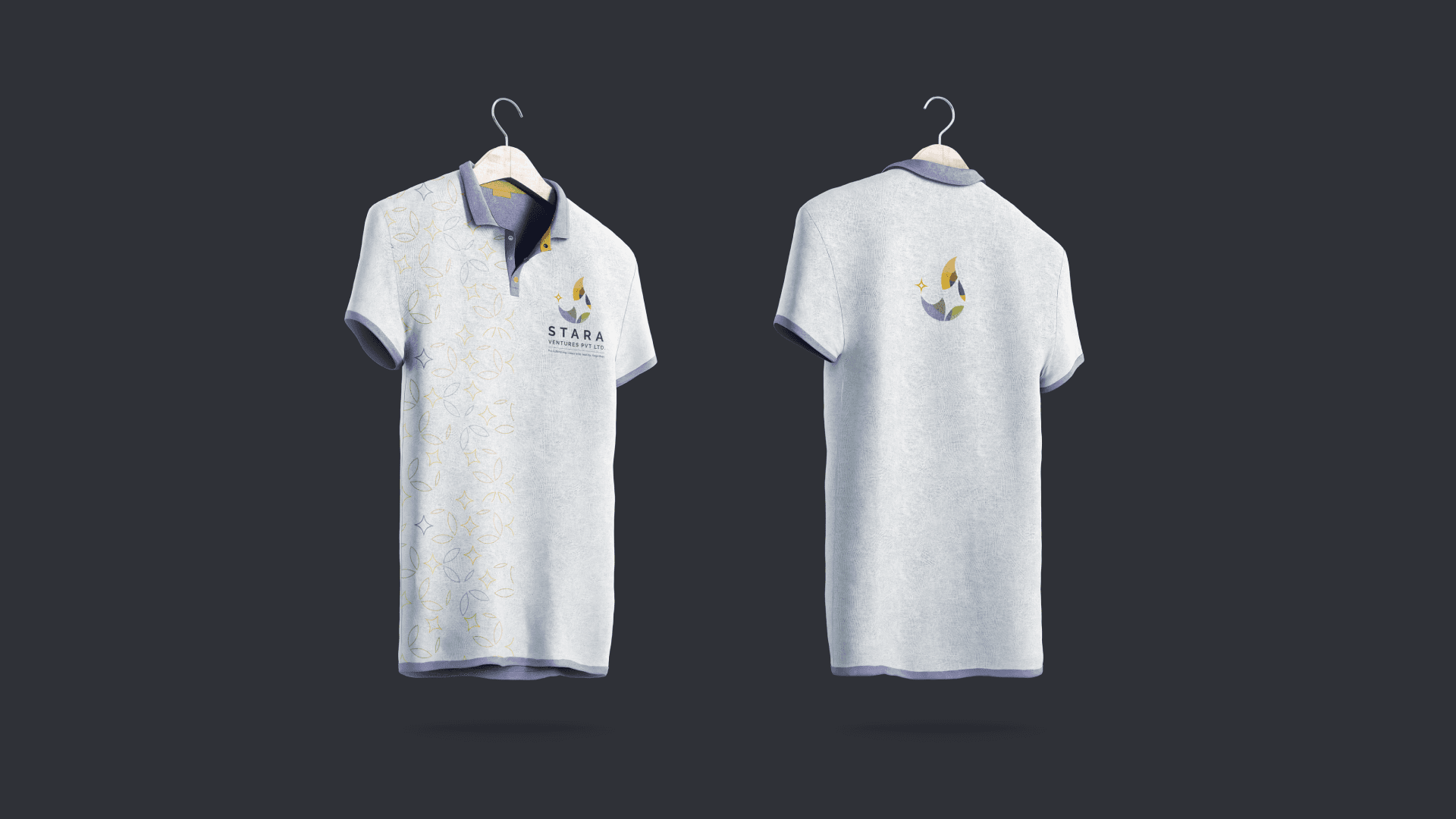 Stara Ventures brand identity on branded polo shirt — Penguincil Design