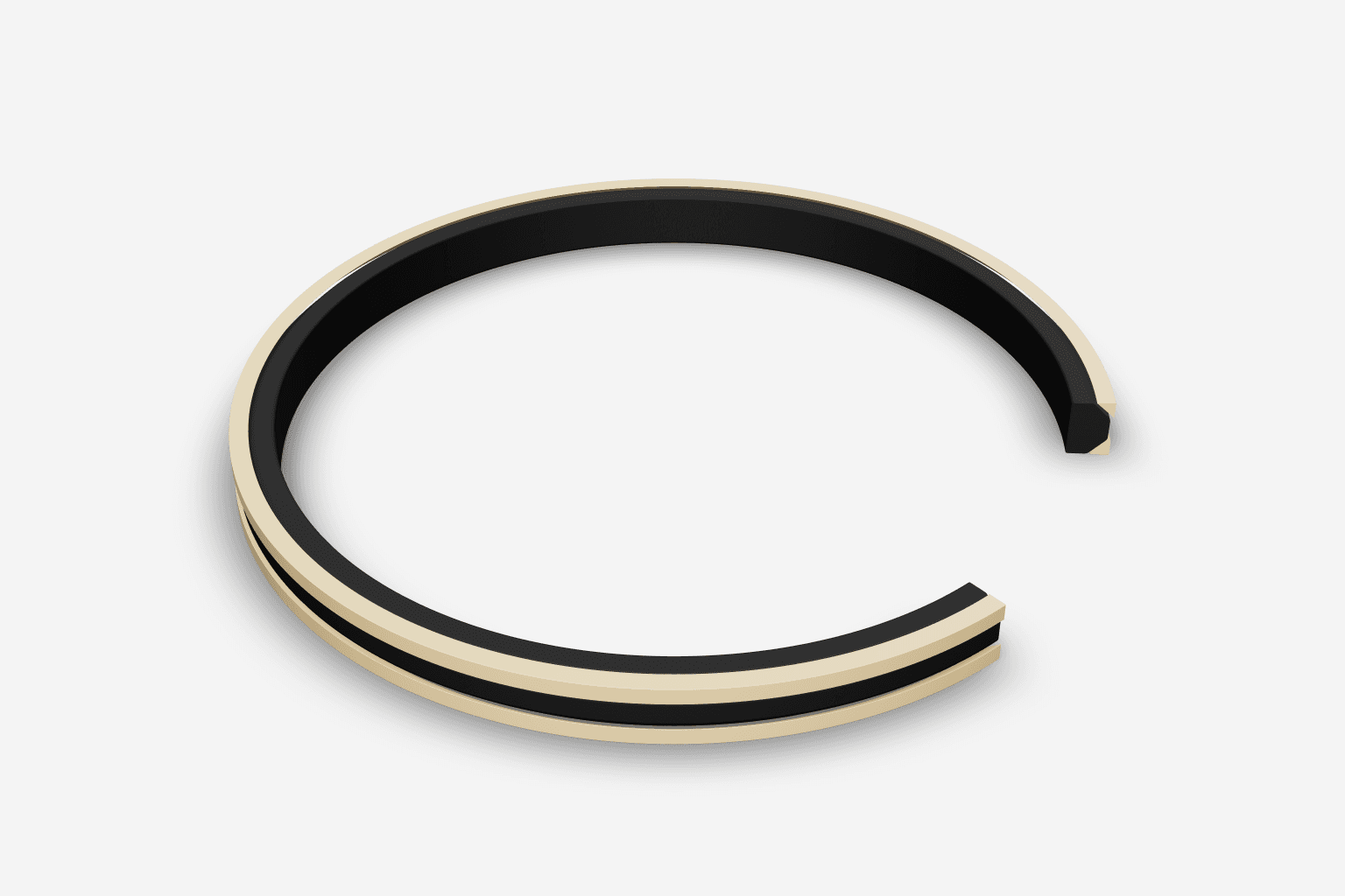 Cutaway 3D render of a bonnet seal ring with a black elastomer core and tan outer layers
