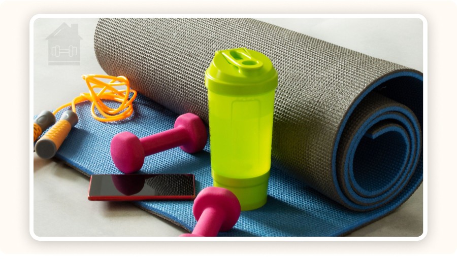 home fitness gear on mat