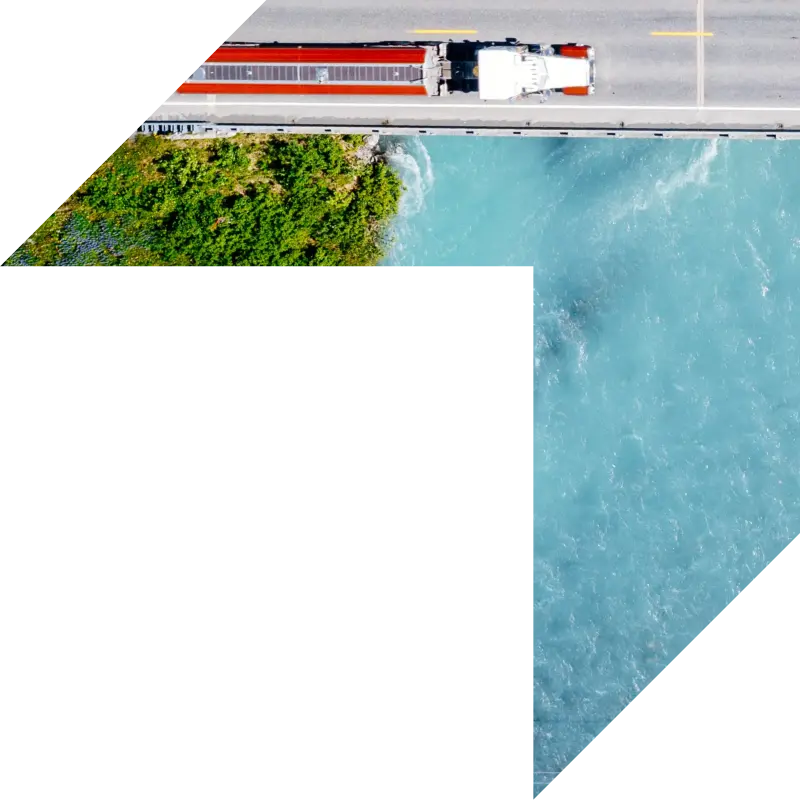 Arrow with a truck and blue water